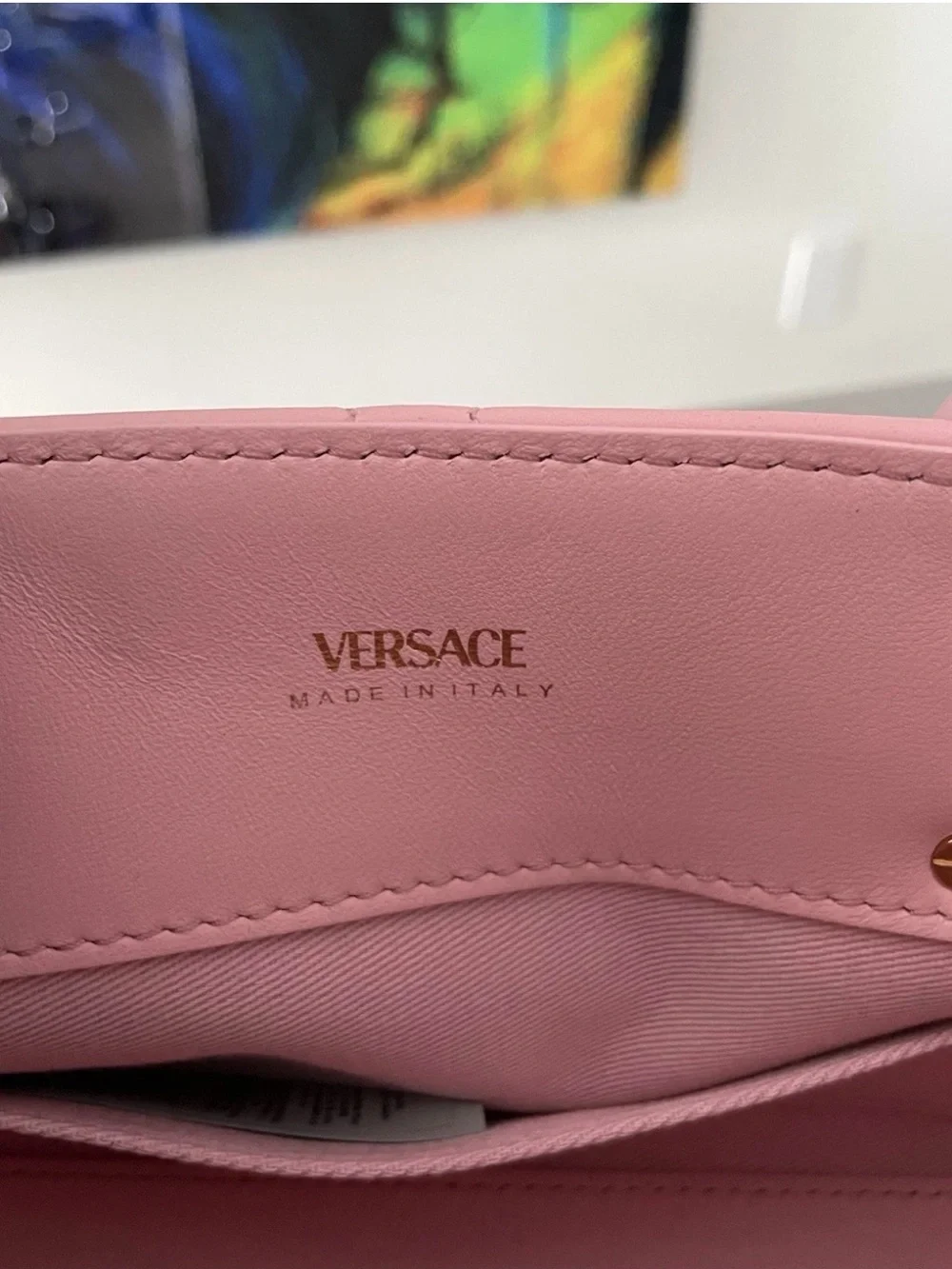 Versace Pink Quilted Leather Satchel with Gold Medusa Hardware